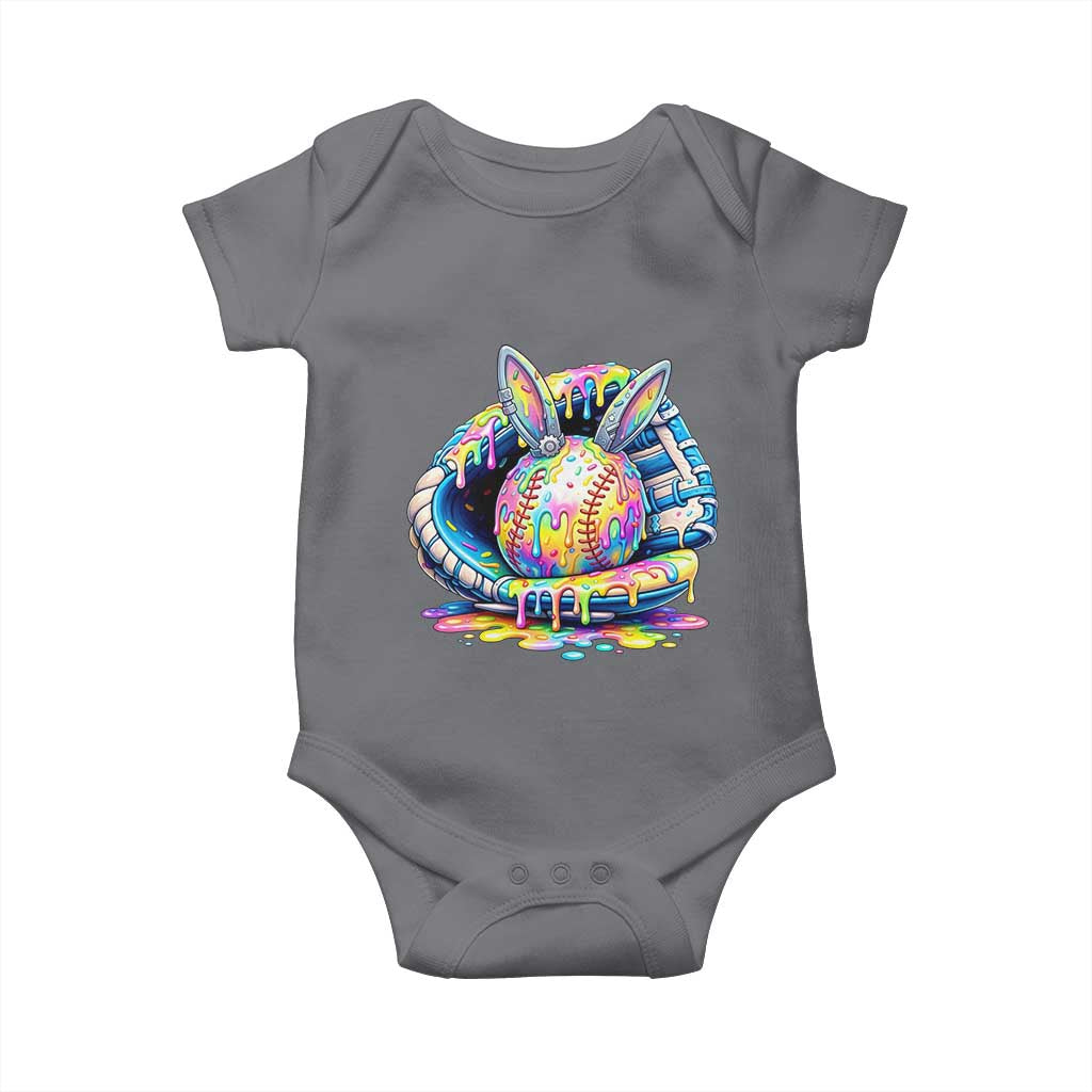 Baseball Easter Baby Onesie Drip Ice Cream Sprinkles Baseball Glove TS14 Charcoal Print Your Wear