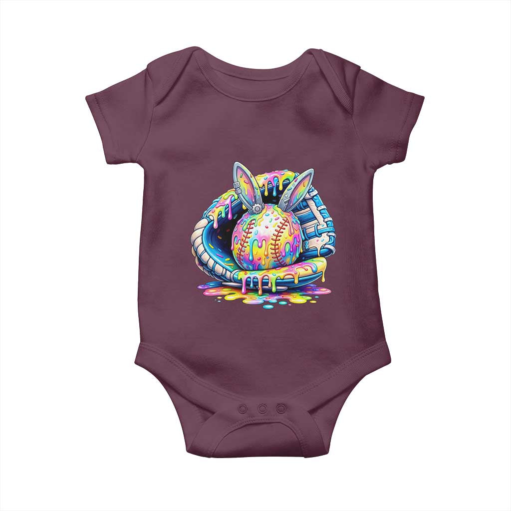 Baseball Easter Baby Onesie Drip Ice Cream Sprinkles Baseball Glove TS14 Maroon Print Your Wear