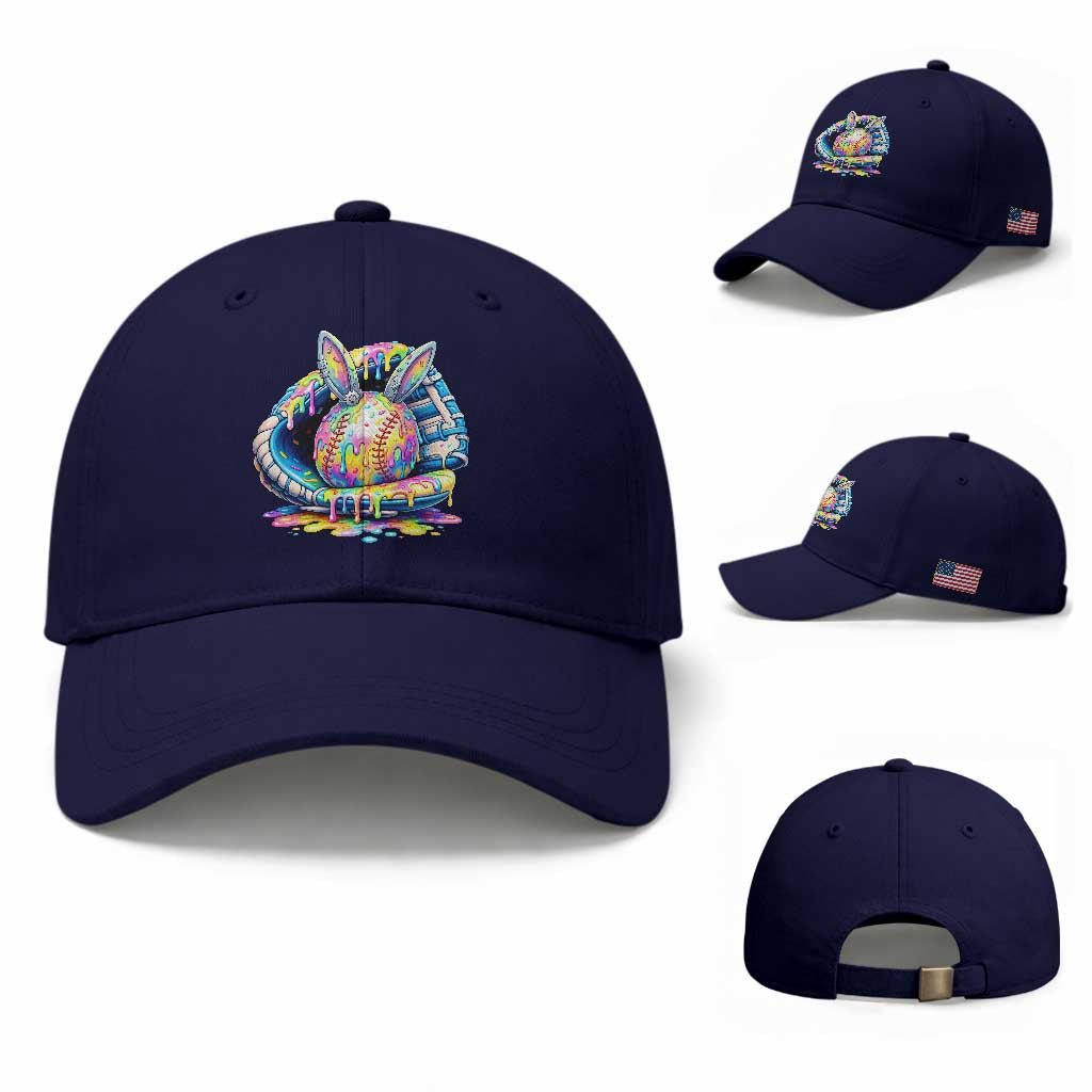 Baseball Easter Baseball Cap Drip Ice Cream Sprinkles Baseball Glove TS14 Baseball Cap Universal Fit Dark Blue Print Your Wear