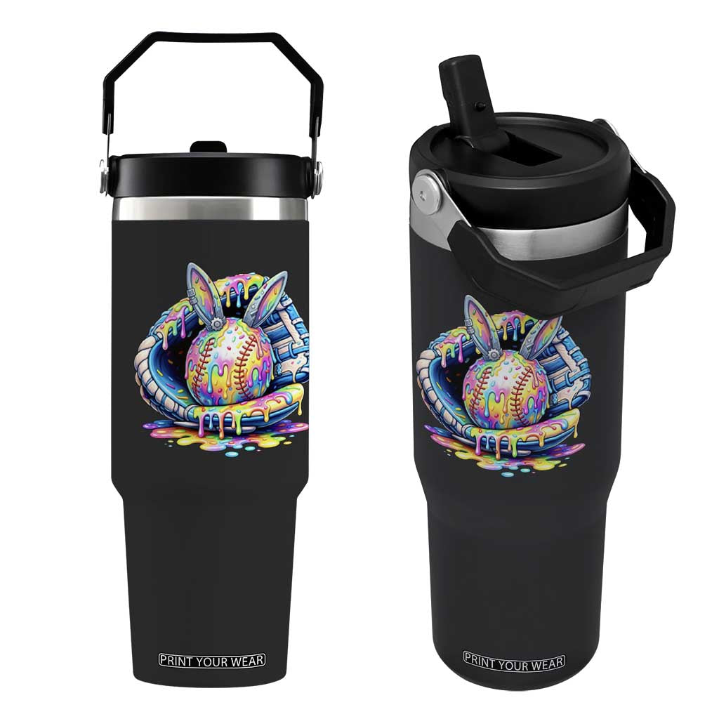 Baseball Easter Flip Straw Tumbler Drip Ice Cream Sprinkles Baseball Glove TS14 One Size: 30 oz Black Print Your Wear