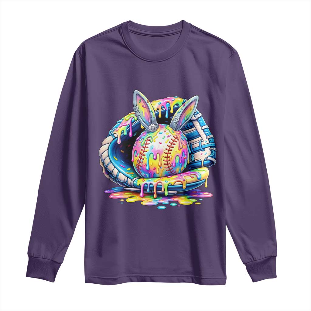 Baseball Easter Long Sleeve Shirt Drip Ice Cream Sprinkles Baseball Glove TS14 Purple Print Your Wear