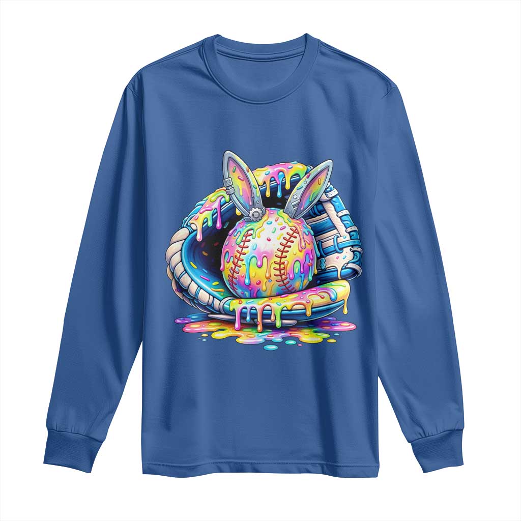 Baseball Easter Long Sleeve Shirt Drip Ice Cream Sprinkles Baseball Glove TS14 Royal Blue Print Your Wear