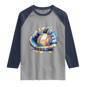 Baseball Easter Raglan Shirt Drip Ice Cream Sprinkles Baseball Glove TS14 Sport Gray Navy Print Your Wear