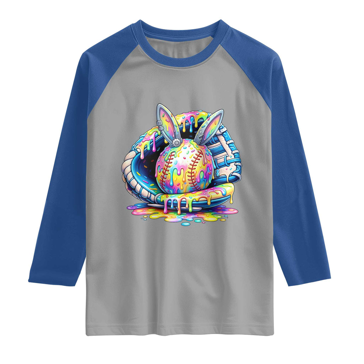 Baseball Easter Raglan Shirt Drip Ice Cream Sprinkles Baseball Glove TS14 Sport Gray Royal Print Your Wear