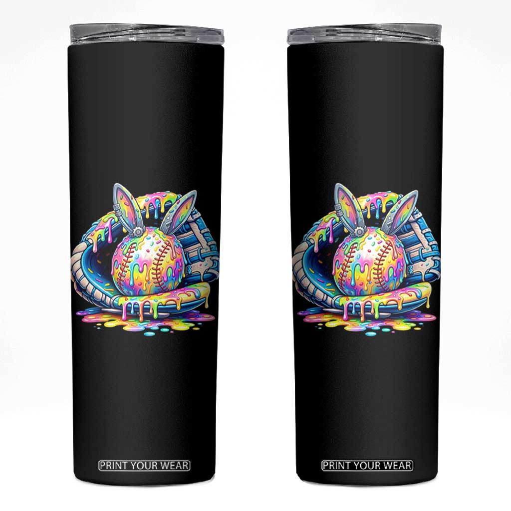 Baseball Easter Skinny Tumbler Drip Ice Cream Sprinkles Baseball Glove TS14 Black Print Your Wear