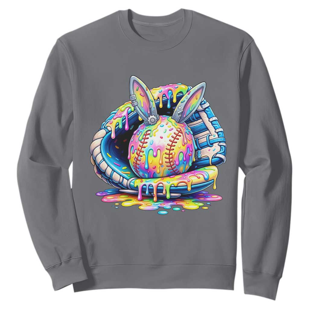 Baseball Easter Sweatshirt Drip Ice Cream Sprinkles Baseball Glove TS14 Charcoal Print Your Wear