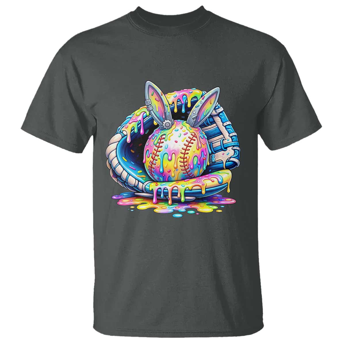 Baseball Easter T Shirt Drip Ice Cream Sprinkles Baseball Glove TS14 Dark Heather Print Your Wear