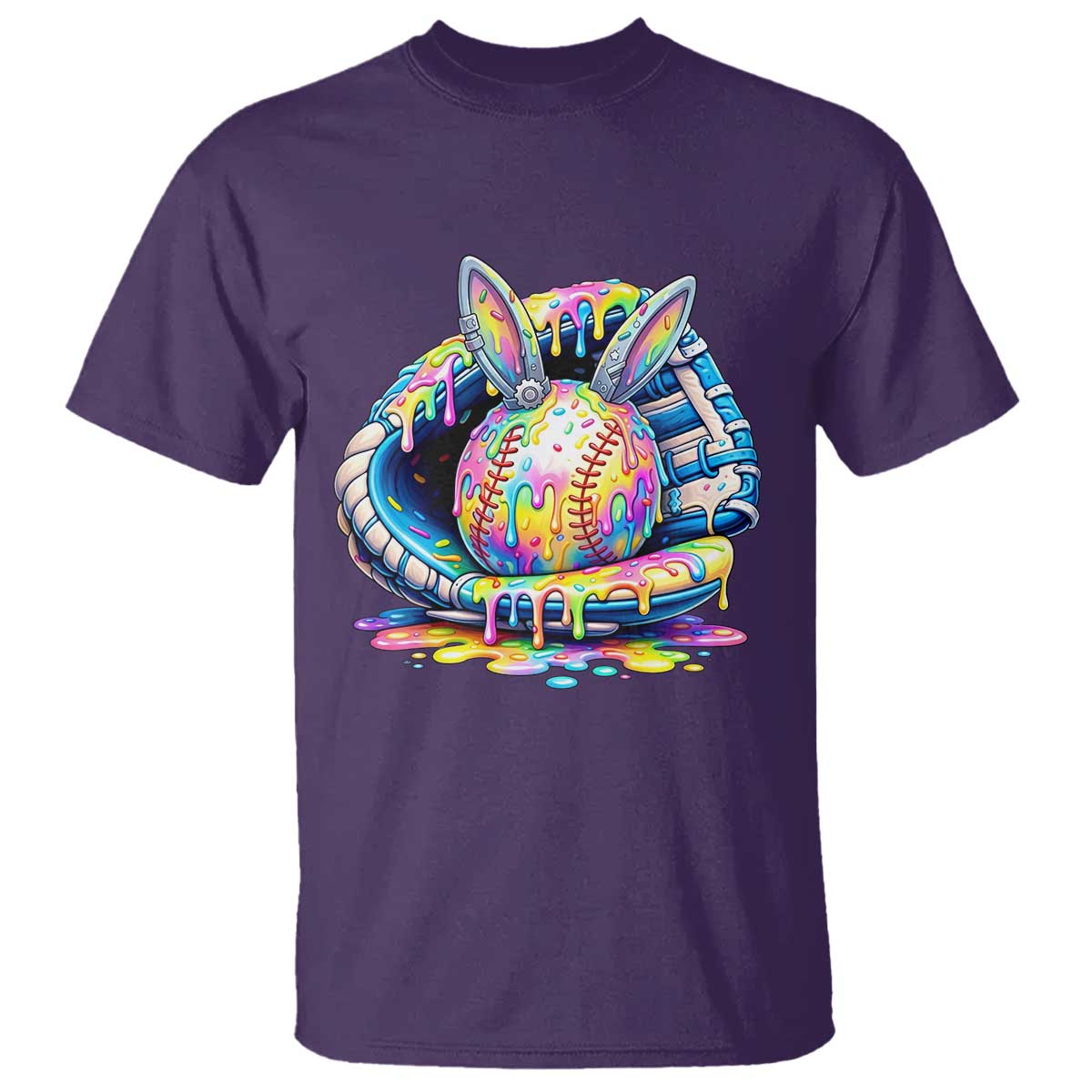 Baseball Easter T Shirt Drip Ice Cream Sprinkles Baseball Glove TS14 Purple Print Your Wear