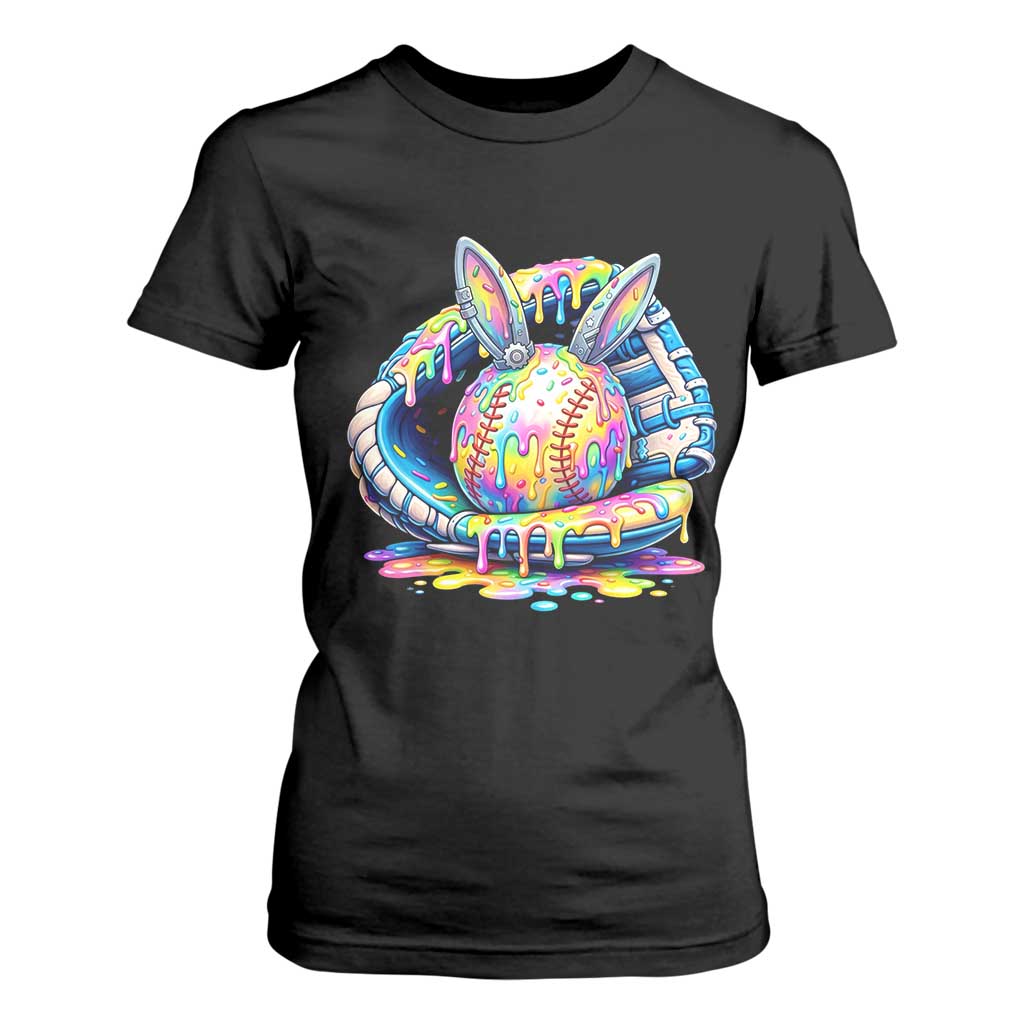 Baseball Easter T Shirt For Women Drip Ice Cream Sprinkles Baseball Glove TS14 Black Print Your Wear