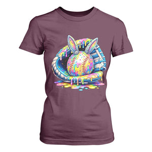 Baseball Easter T Shirt For Women Drip Ice Cream Sprinkles Baseball Glove TS14 Maroon Print Your Wear
