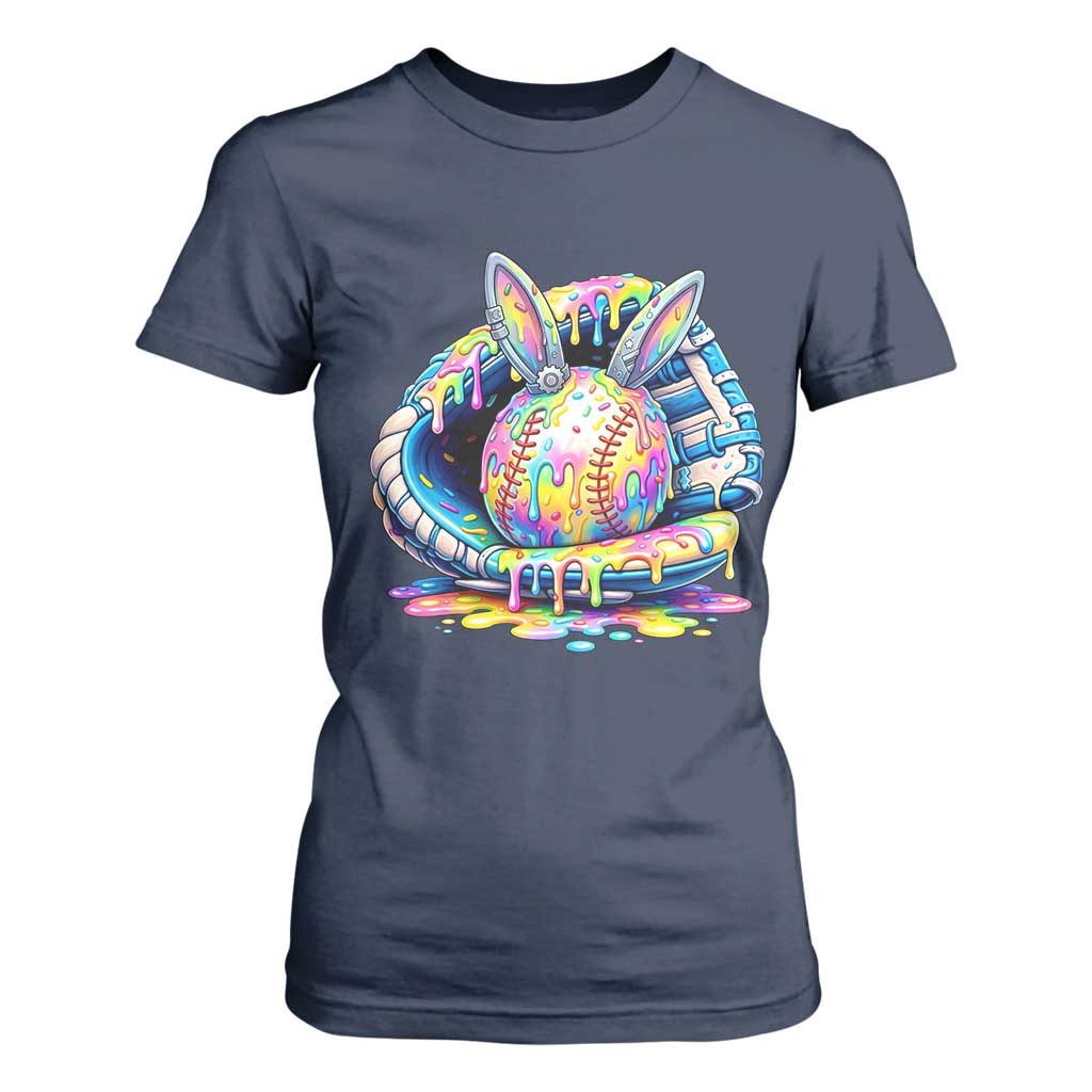 Baseball Easter T Shirt For Women Drip Ice Cream Sprinkles Baseball Glove TS14 Navy Print Your Wear
