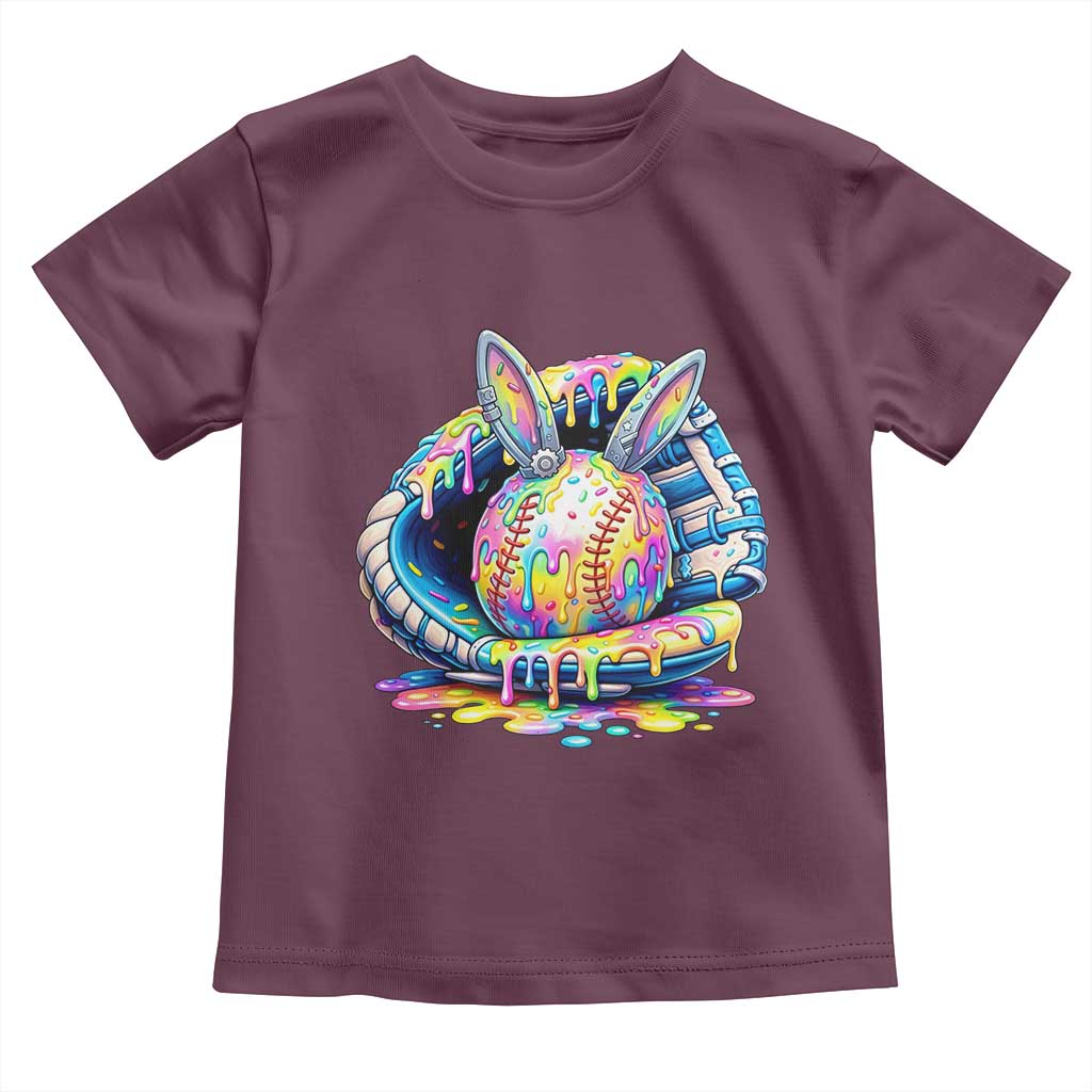 Baseball Easter Toddler T Shirt Drip Ice Cream Sprinkles Baseball Glove TS14 Maroon Print Your Wear