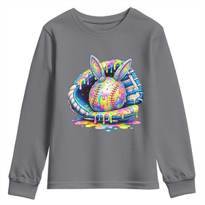 Baseball Easter Youth Sweatshirt Drip Ice Cream Sprinkles Baseball Glove TS14 Charcoal Print Your Wear