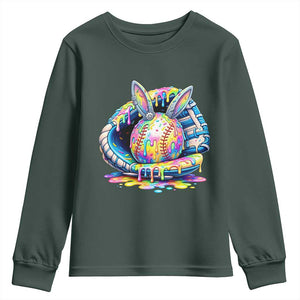 Baseball Easter Youth Sweatshirt Drip Ice Cream Sprinkles Baseball Glove TS14 Dark Forest Green Print Your Wear
