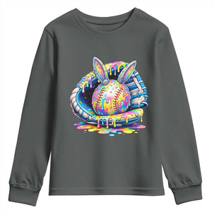 Baseball Easter Youth Sweatshirt Drip Ice Cream Sprinkles Baseball Glove TS14 Dark Heather Print Your Wear
