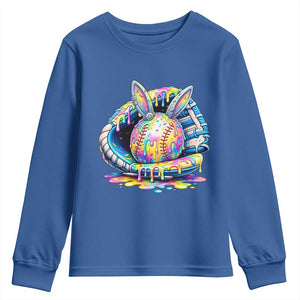 Baseball Easter Youth Sweatshirt Drip Ice Cream Sprinkles Baseball Glove TS14 Royal Blue Print Your Wear