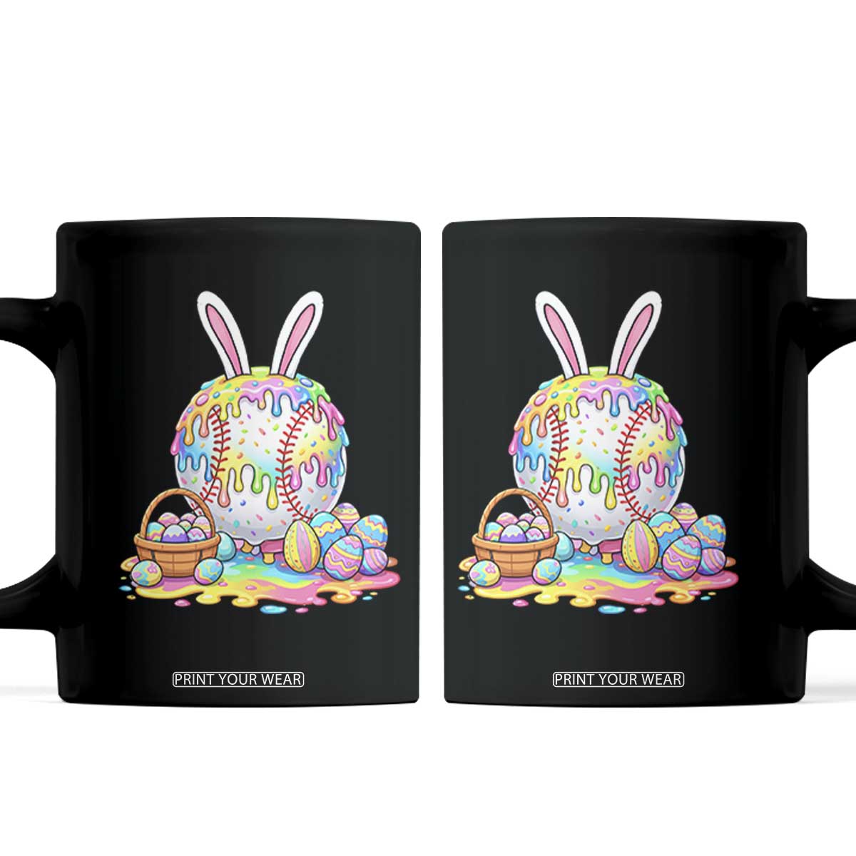 Baseball Easter Drip Ice Cream Sprinkles Egg Gift Coffee Mug TS14 Black Print Your Wear