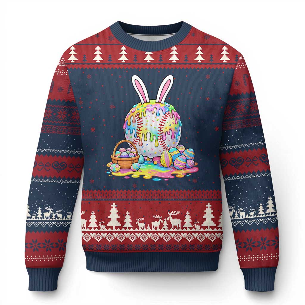 Baseball Easter Drip Ice Cream Sprinkles Egg Gift Ugly Christmas Sweater TS14 Navy Red Print Your Wear