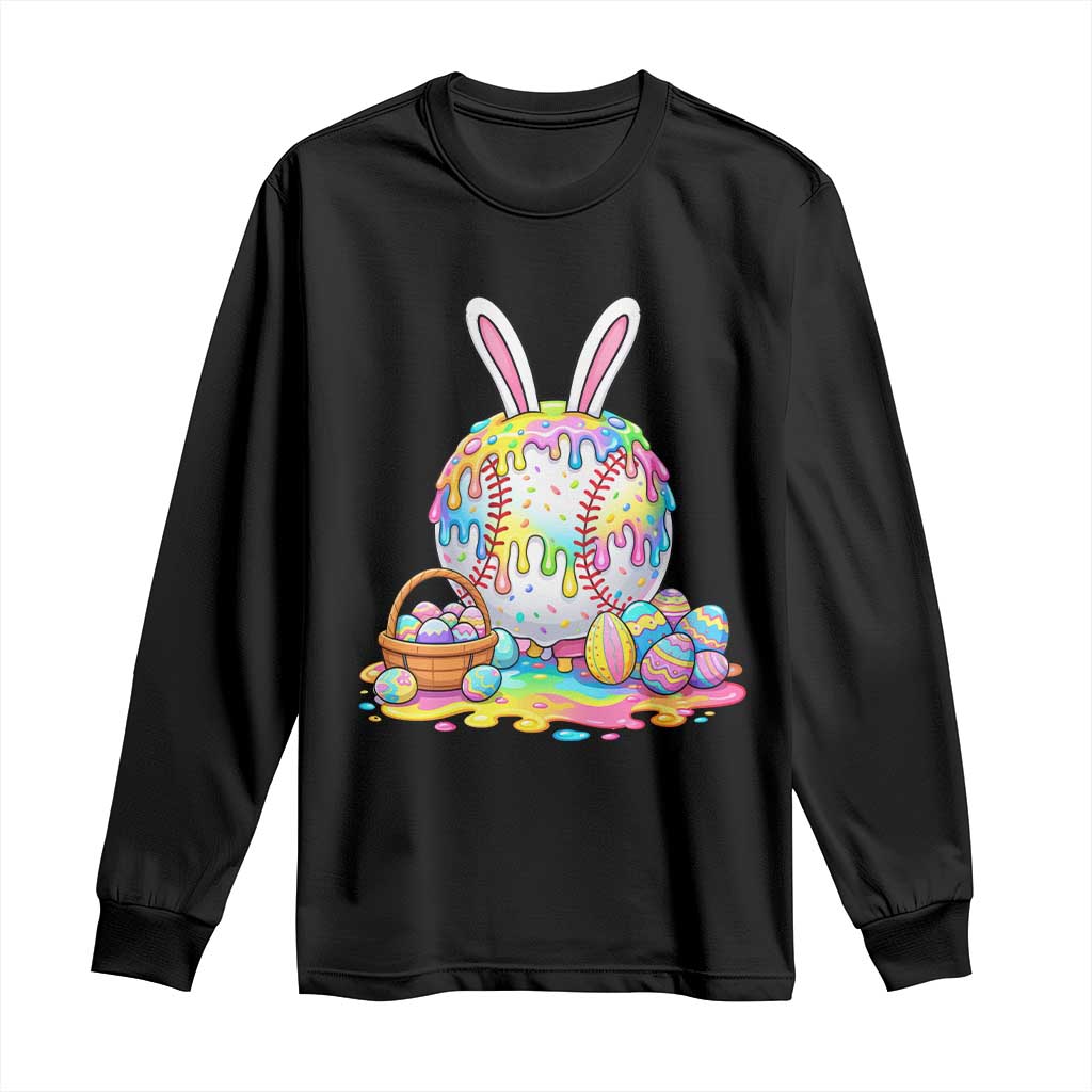 Baseball Easter Drip Ice Cream Sprinkles Egg Gift Long Sleeve Shirt TS14 Black Print Your Wear