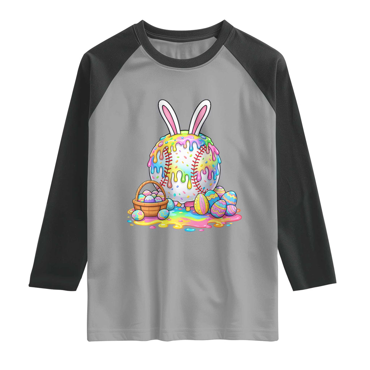 Baseball Easter Drip Ice Cream Sprinkles Egg Gift Raglan Shirt TS14 Sport Gray Black Print Your Wear