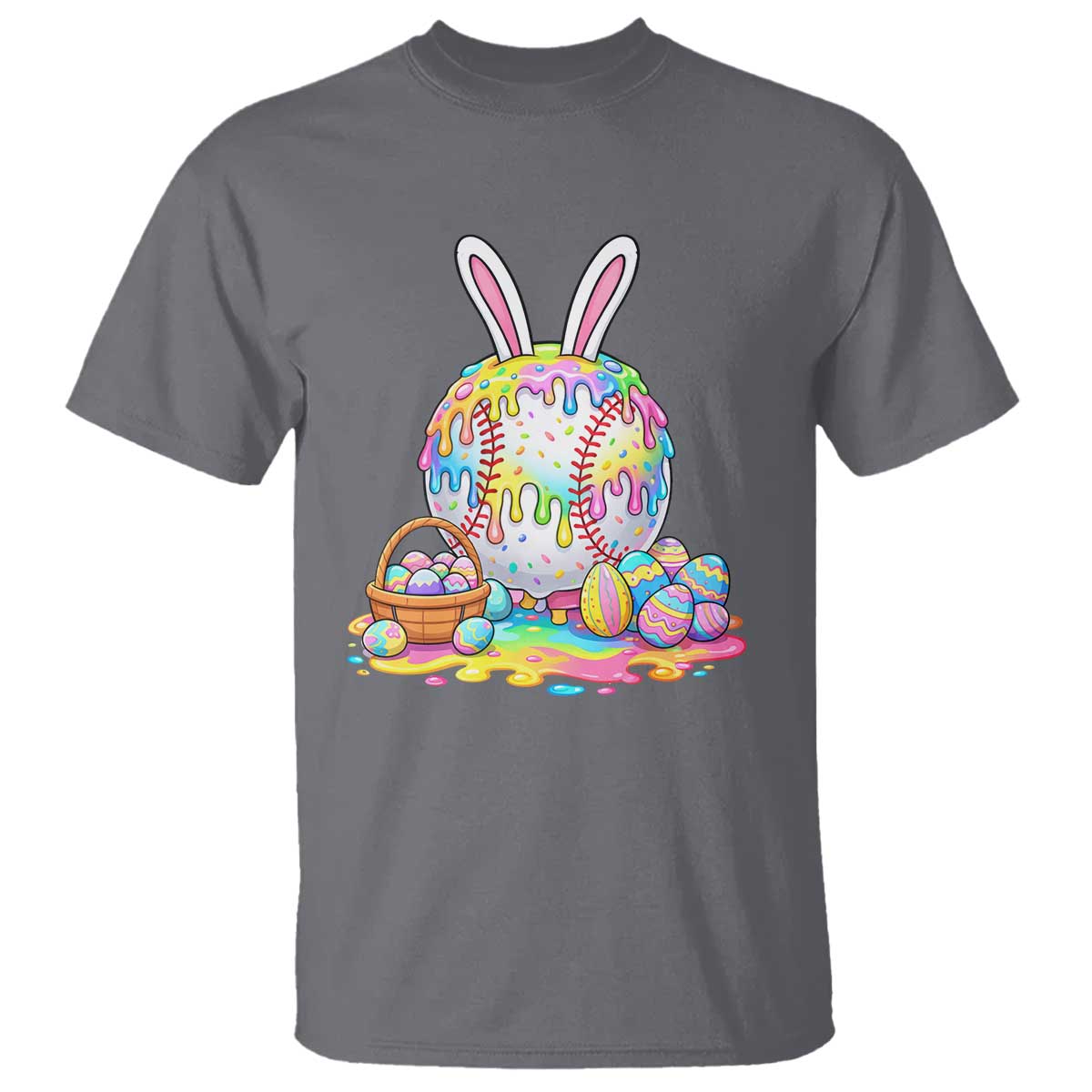 Baseball Easter Drip Ice Cream Sprinkles Egg Gift T Shirt TS14 Charcoal Print Your Wear