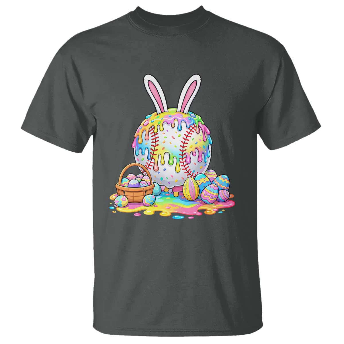 Baseball Easter Drip Ice Cream Sprinkles Egg Gift T Shirt TS14 Dark Heather Print Your Wear