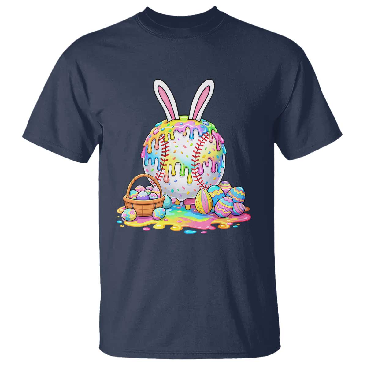 Baseball Easter Drip Ice Cream Sprinkles Egg Gift T Shirt TS14 Navy Print Your Wear