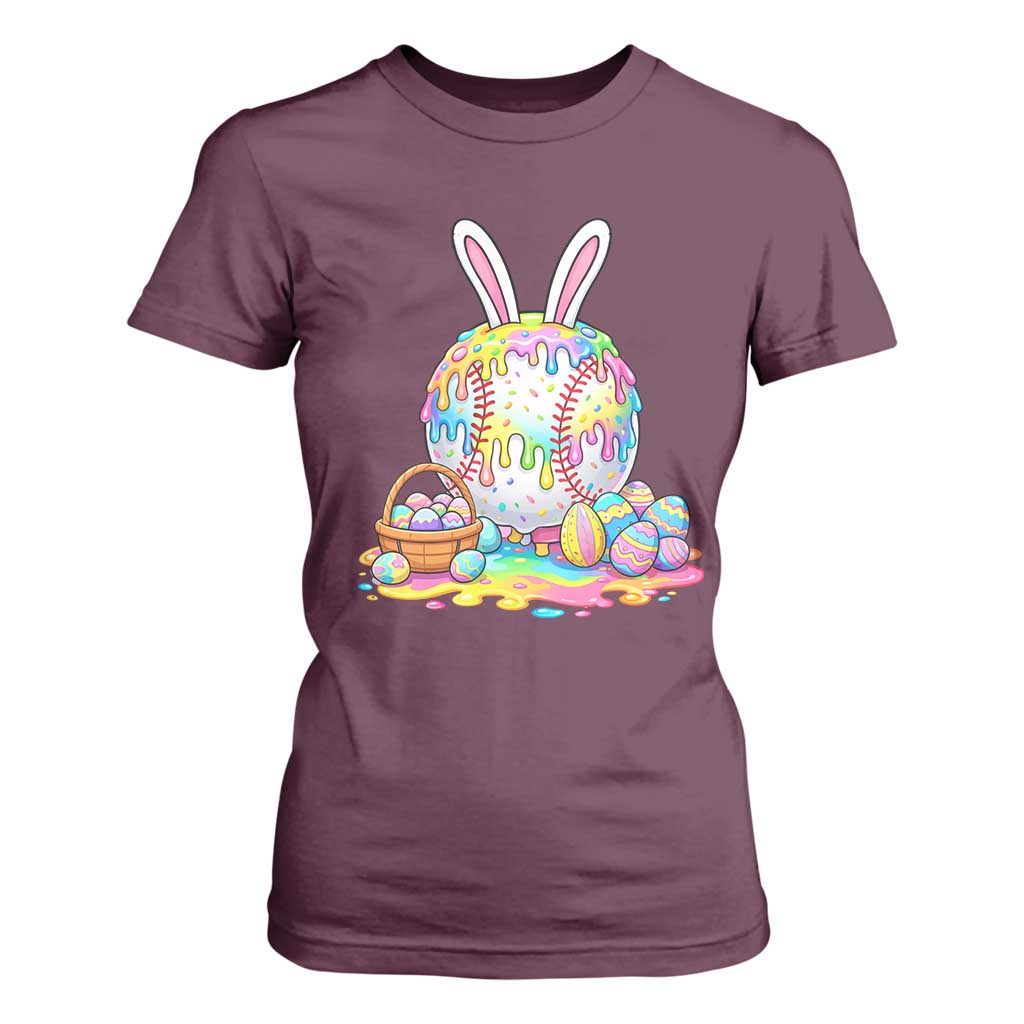 Baseball Easter Drip Ice Cream Sprinkles Egg Gift T Shirt For Women TS14 Maroon Print Your Wear