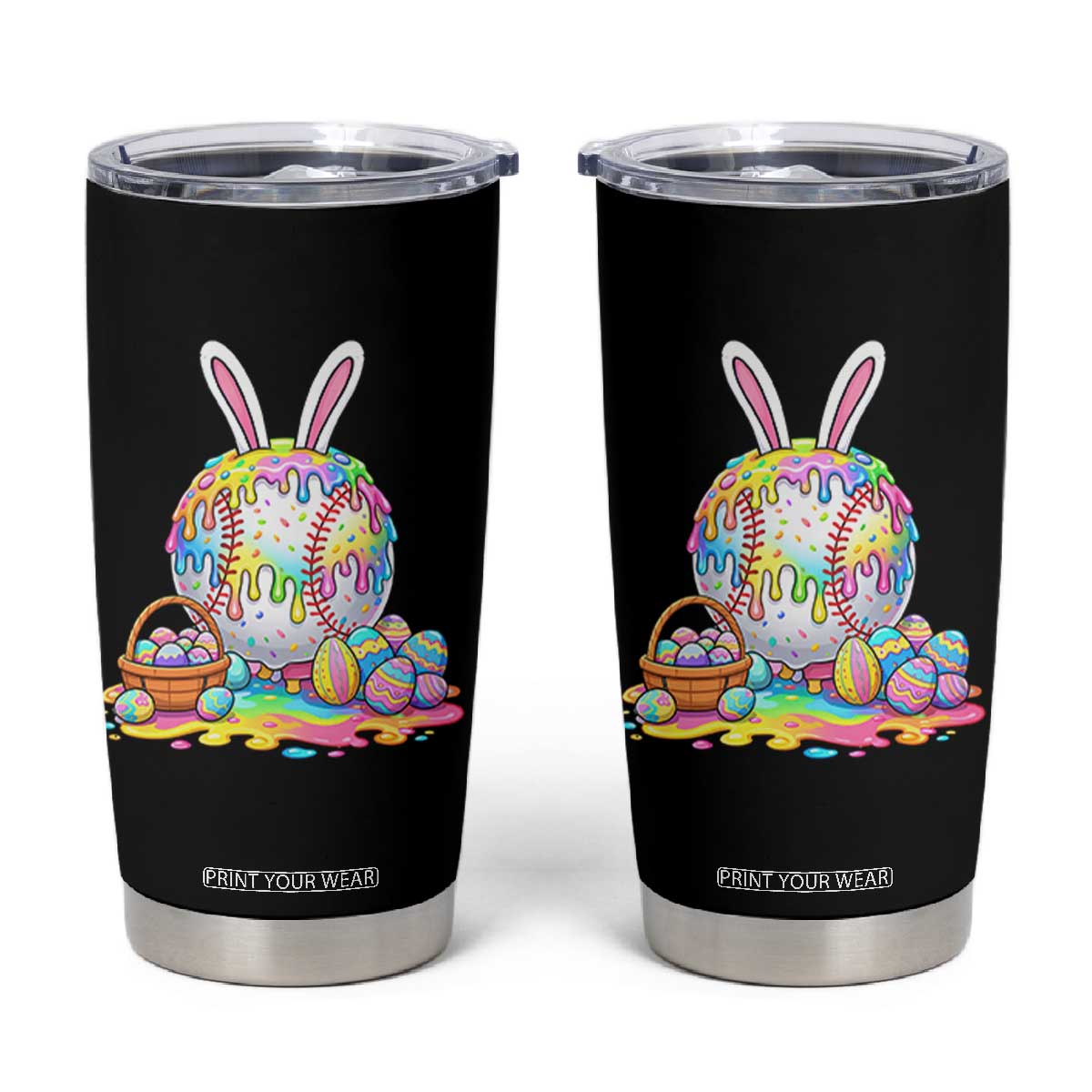 Baseball Easter Drip Ice Cream Sprinkles Egg Gift Tumbler Cup TS14 Black Print Your Wear