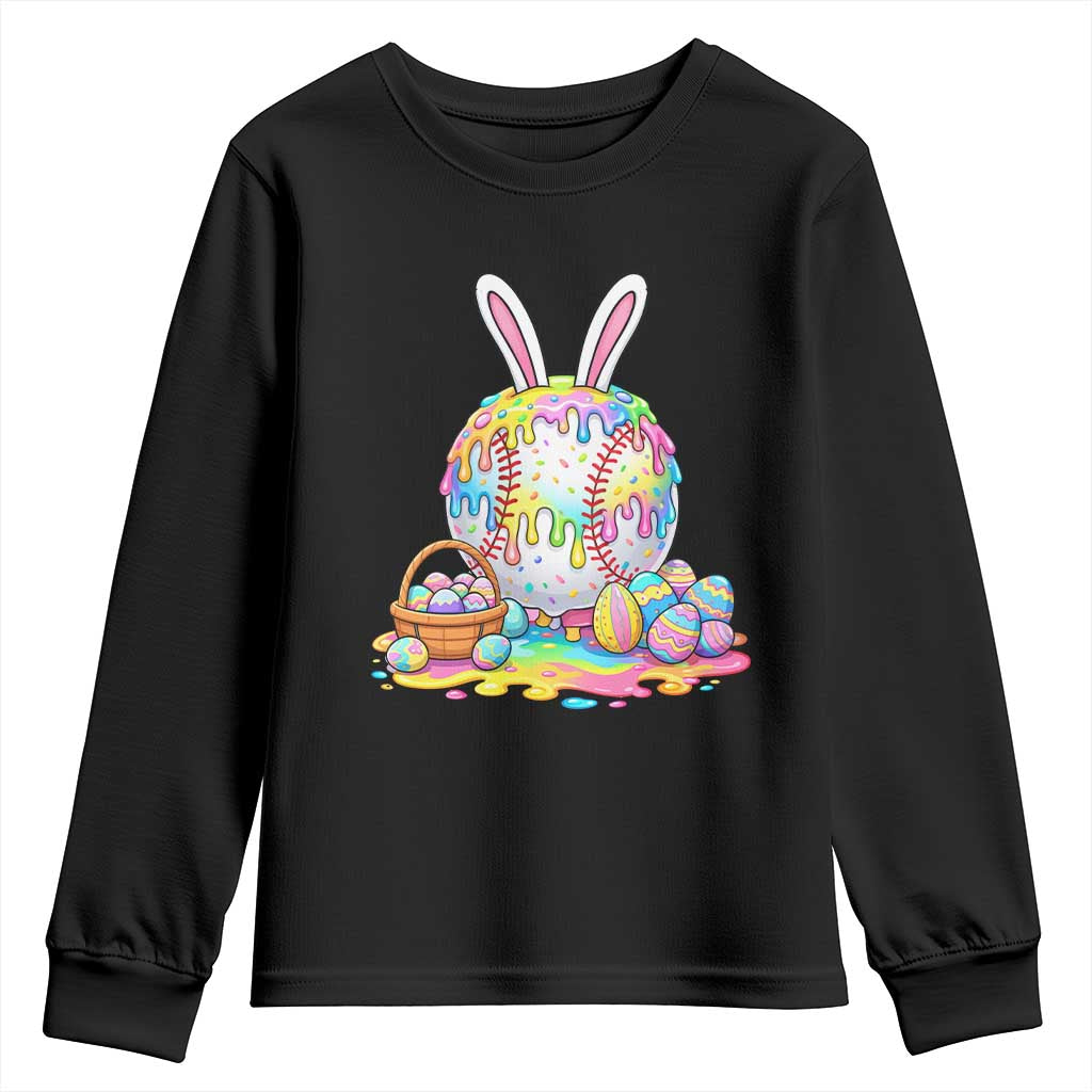 Baseball Easter Drip Ice Cream Sprinkles Egg Gift Youth Sweatshirt TS14 Black Print Your Wear