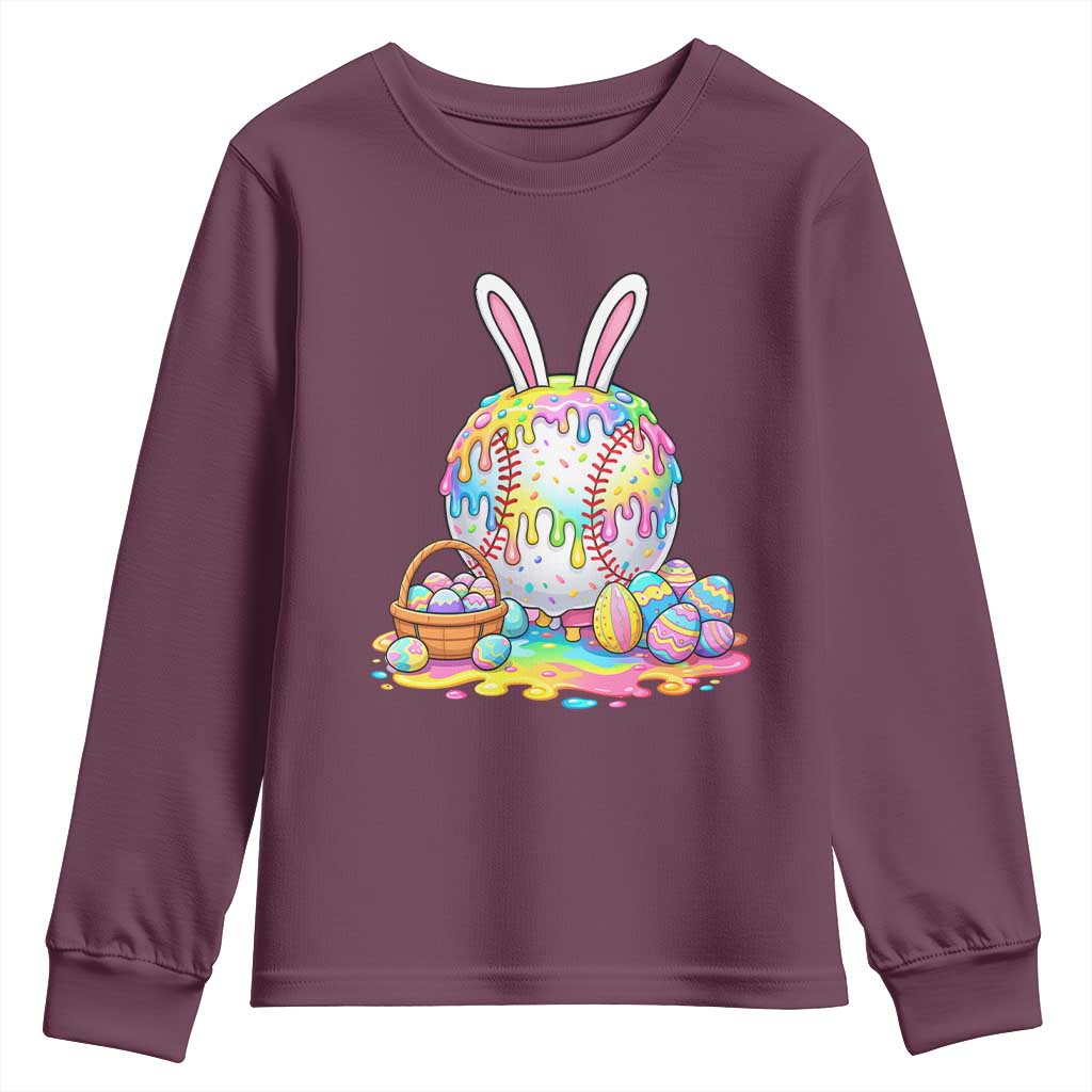 Baseball Easter Drip Ice Cream Sprinkles Egg Gift Youth Sweatshirt TS14 Maroon Print Your Wear