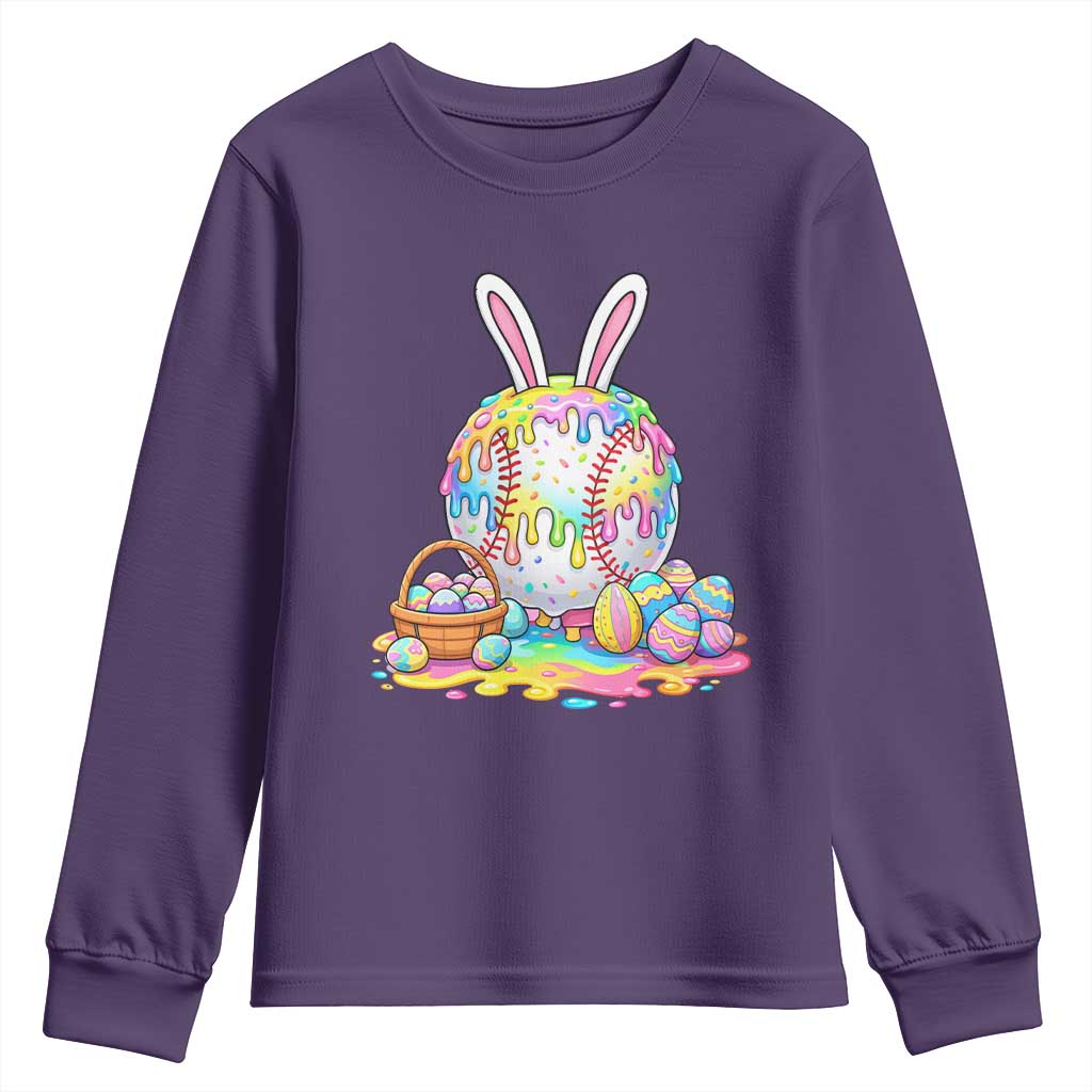 Baseball Easter Drip Ice Cream Sprinkles Egg Gift Youth Sweatshirt TS14 Purple Print Your Wear