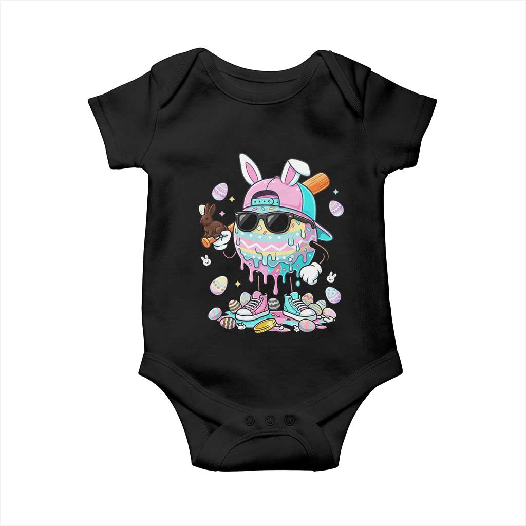 Funny Baseball Easter Baby Onesie Drip Ice Cream Bunny Easter TS14 Black Print Your Wear