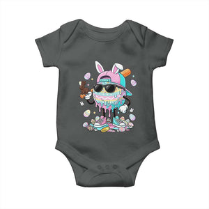 Funny Baseball Easter Baby Onesie Drip Ice Cream Bunny Easter TS14 Dark Heather Print Your Wear