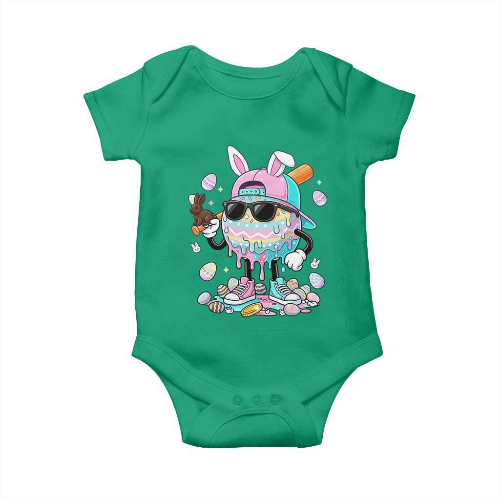 Funny Baseball Easter Baby Onesie Drip Ice Cream Bunny Easter TS14 Irish Green Print Your Wear