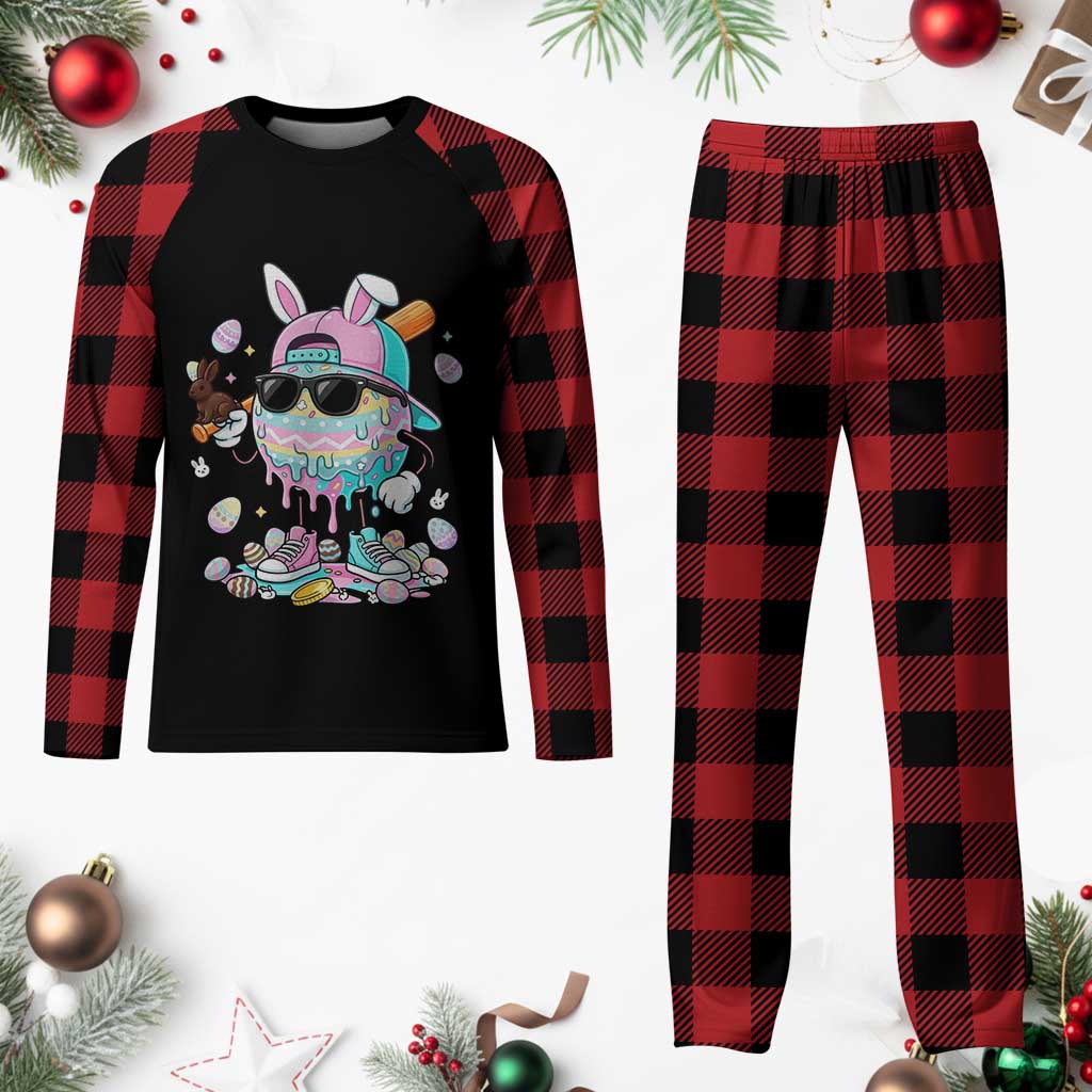 Funny Baseball Easter Plaid Pajama Set Drip Ice Cream Bunny Easter TS14 Buffalo Plaid Print Your Wear