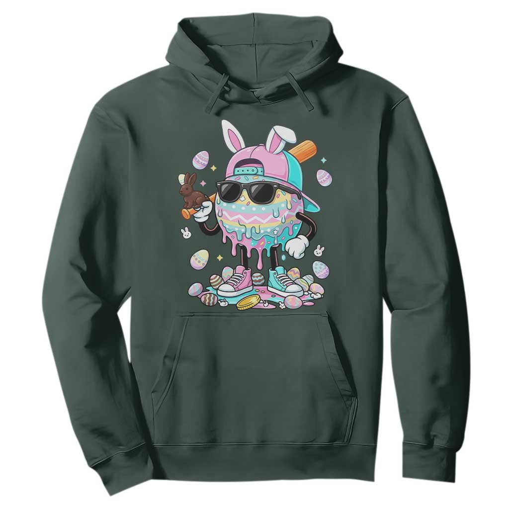 Funny Baseball Easter Hoodie Drip Ice Cream Bunny Easter TS14 Dark Forest Green Print Your Wear