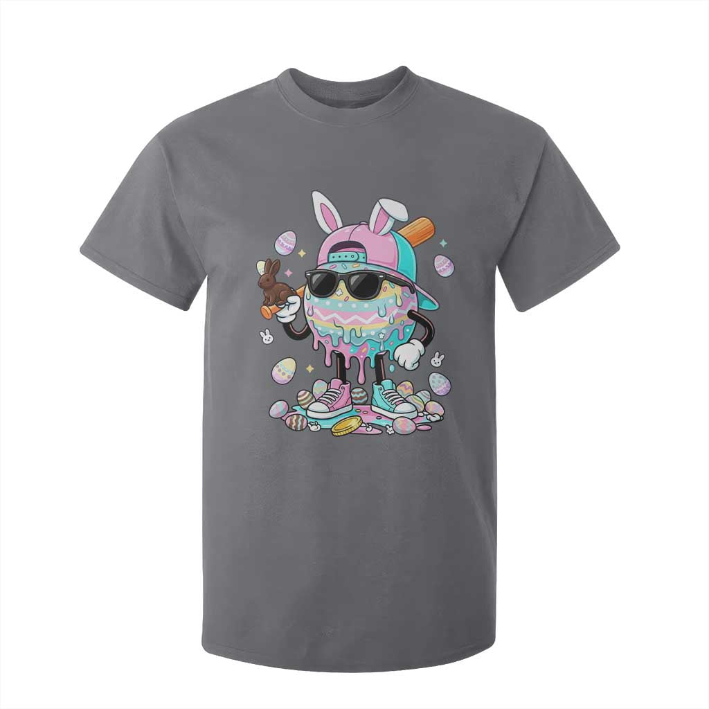 Funny Baseball Easter T Shirt For Kid Drip Ice Cream Bunny Easter TS14 Charcoal Print Your Wear