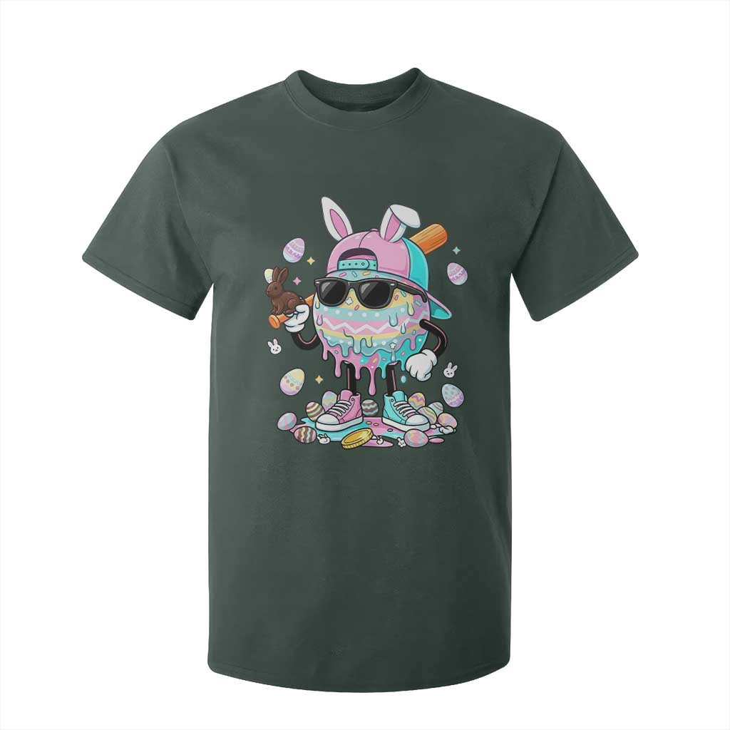 Funny Baseball Easter T Shirt For Kid Drip Ice Cream Bunny Easter TS14 Dark Forest Green Print Your Wear