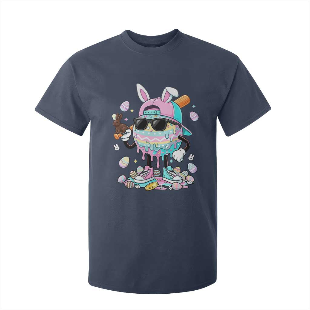 Funny Baseball Easter T Shirt For Kid Drip Ice Cream Bunny Easter TS14 Navy Print Your Wear