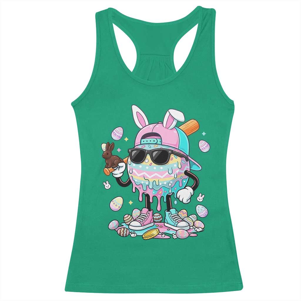 Funny Baseball Easter Racerback Tank Top Drip Ice Cream Bunny Easter TS14 Irish Green Print Your Wear