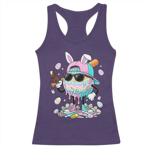 Funny Baseball Easter Racerback Tank Top Drip Ice Cream Bunny Easter TS14 Purple Print Your Wear