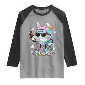 Funny Baseball Easter Raglan Shirt Drip Ice Cream Bunny Easter TS14 Sport Gray Black Print Your Wear