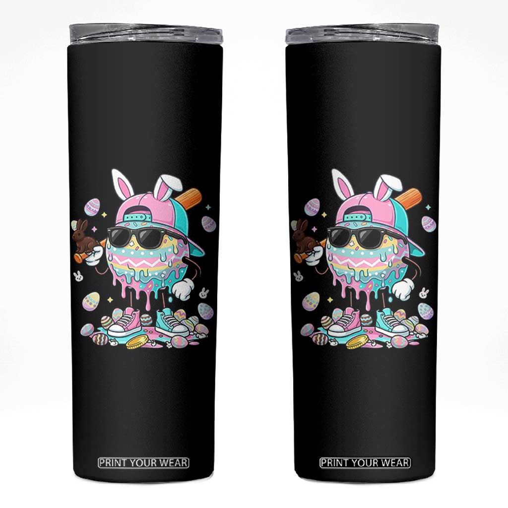 Funny Baseball Easter Skinny Tumbler Drip Ice Cream Bunny Easter TS14 Black Print Your Wear