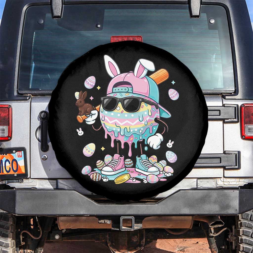 Funny Baseball Easter Spare Tire Cover Drip Ice Cream Bunny Easter TS14 No hole Black Print Your Wear