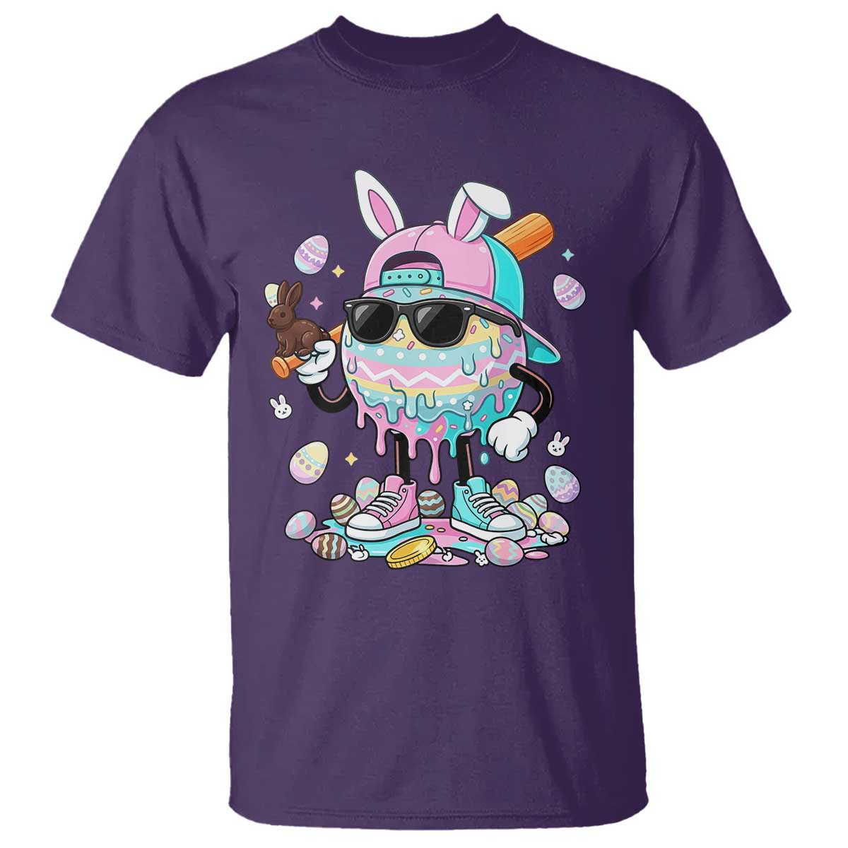 Funny Baseball Easter T Shirt Drip Ice Cream Bunny Easter TS14 Purple Print Your Wear