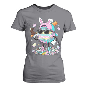 Funny Baseball Easter T Shirt For Women Drip Ice Cream Bunny Easter TS14 Charcoal Print Your Wear