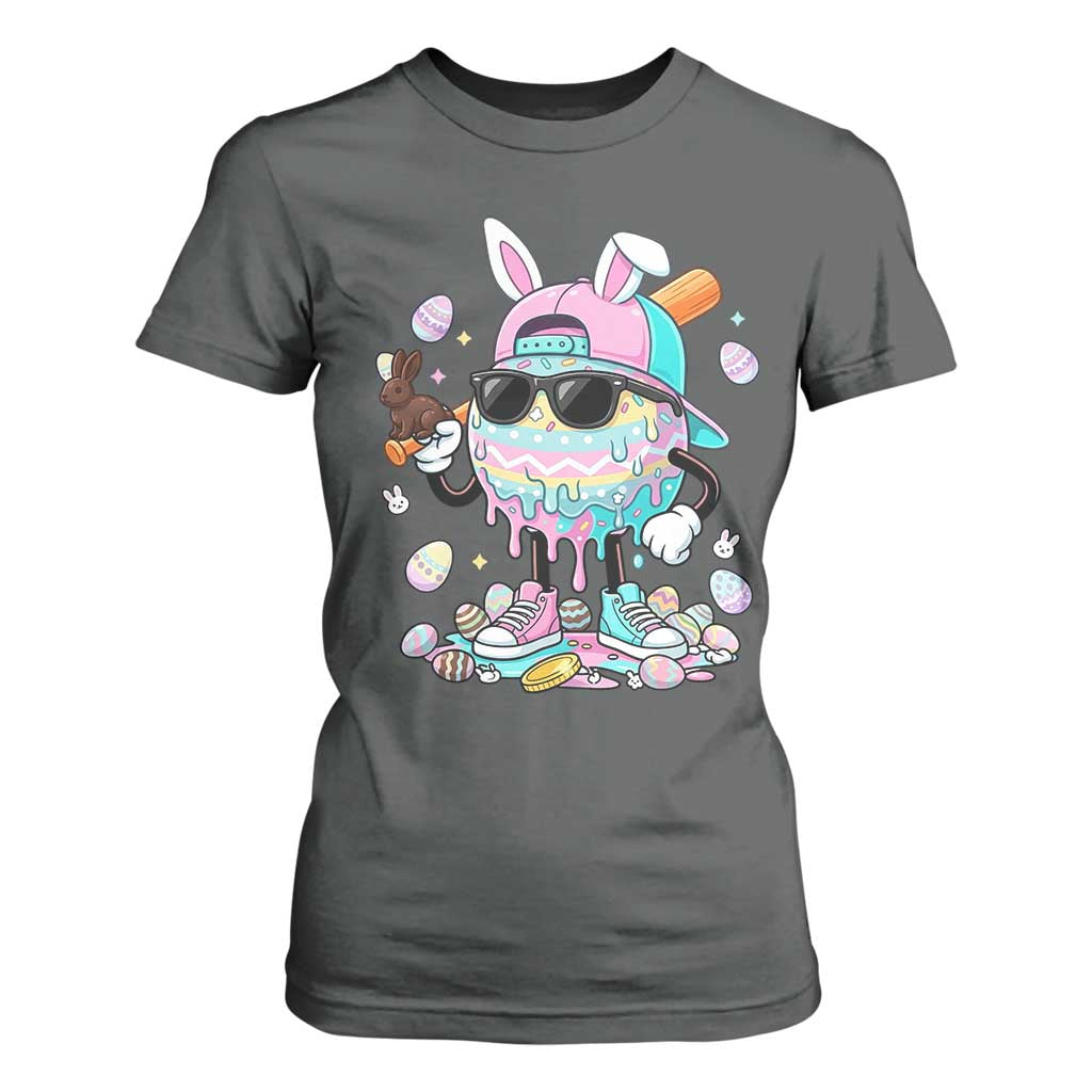 Funny Baseball Easter T Shirt For Women Drip Ice Cream Bunny Easter TS14 Dark Heather Print Your Wear