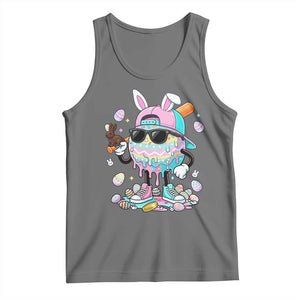 Funny Baseball Easter Tank Top Drip Ice Cream Bunny Easter TS14 Black Heather Print Your Wear