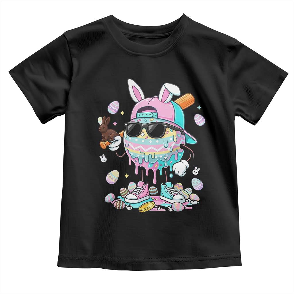 Funny Baseball Easter Toddler T Shirt Drip Ice Cream Bunny Easter TS14 Black Print Your Wear